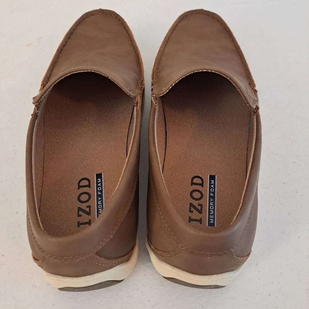 IZOD Loafers Mens Size 10 Brown Memory Foam Slip On Moc Toe Shoes 1263-567